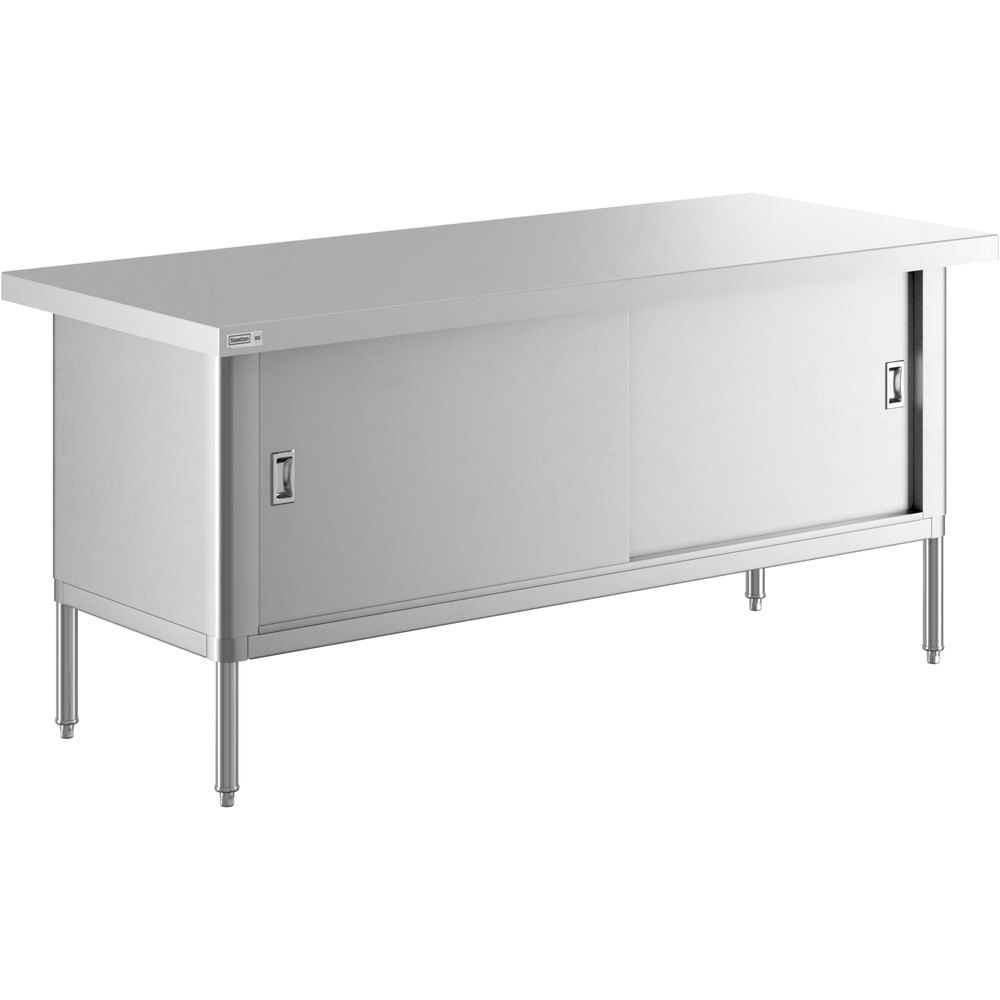 Steelton 30" x 72" 16 Gauge Type 430 Stainless Steel Enclosed Base Sliding Door Table