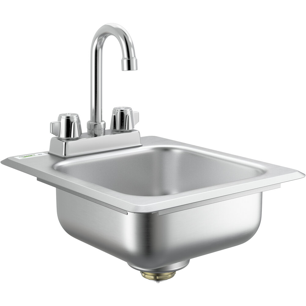 Regency 9" x 9" x 5" 18-Gauge Stainless Steel One Compartment Drop-In Sink with 3 1/2" Gooseneck Faucet