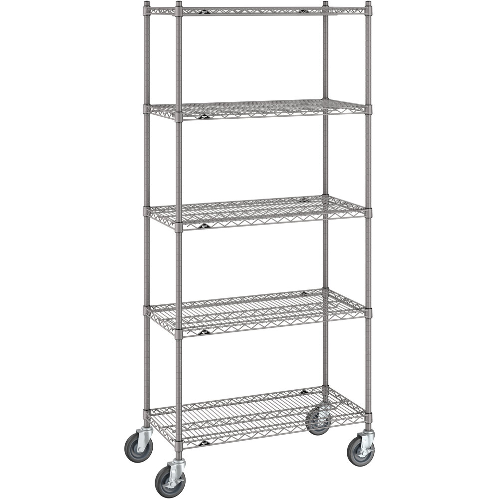 Metro Super Erecta 18" x 36" x 80" Gray Mobile Shelving Unit Kit