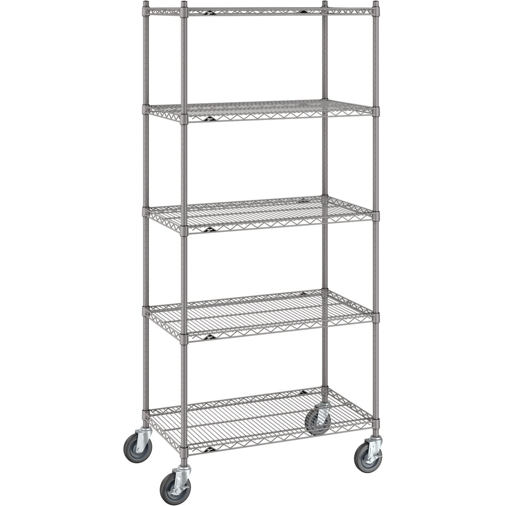 Metro Super Erecta 21" x 36" x 80" Gray Mobile Shelving Unit Kit