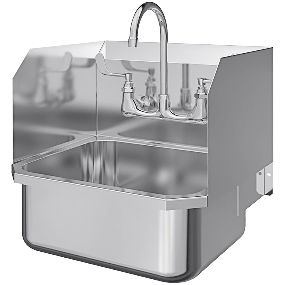 Sani-Lav 507FL 19" x 18" Wall Mounted Hand Sink with 1 Faucet and Side Splashes