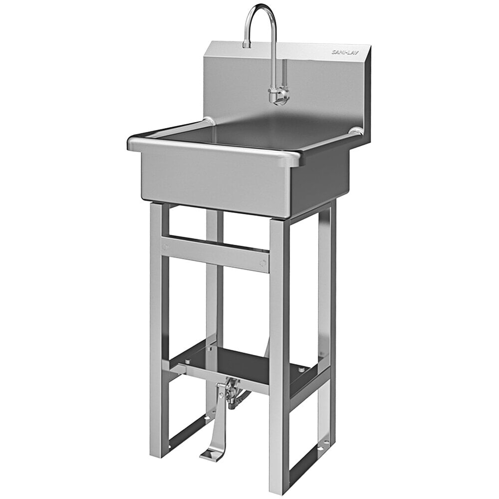 Sani-Lav 7251 20" x 17 1/2" Floor Mounted Hands-Free Sink with 1 Foot-Operated Faucet