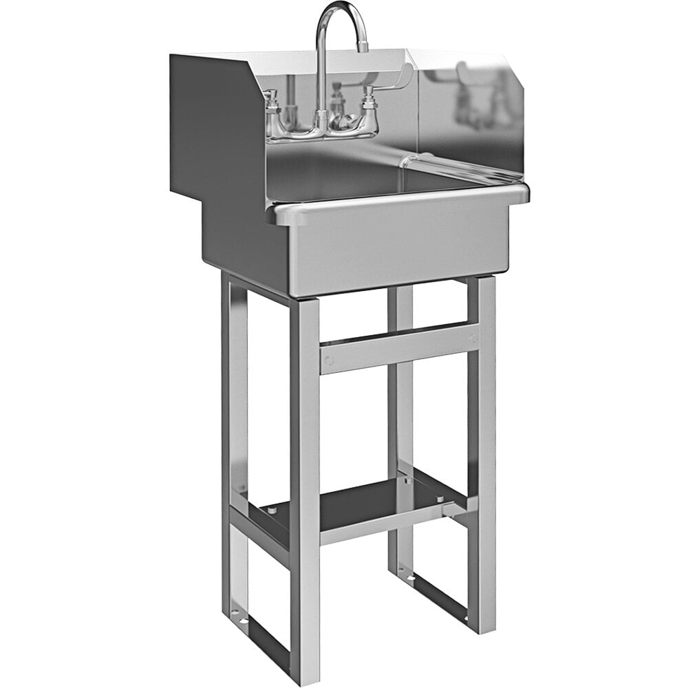 Sani-Lav 727F 20" x 17 1/2" Floor Mounted Hand Sink with 1 Faucet and Side Splashes