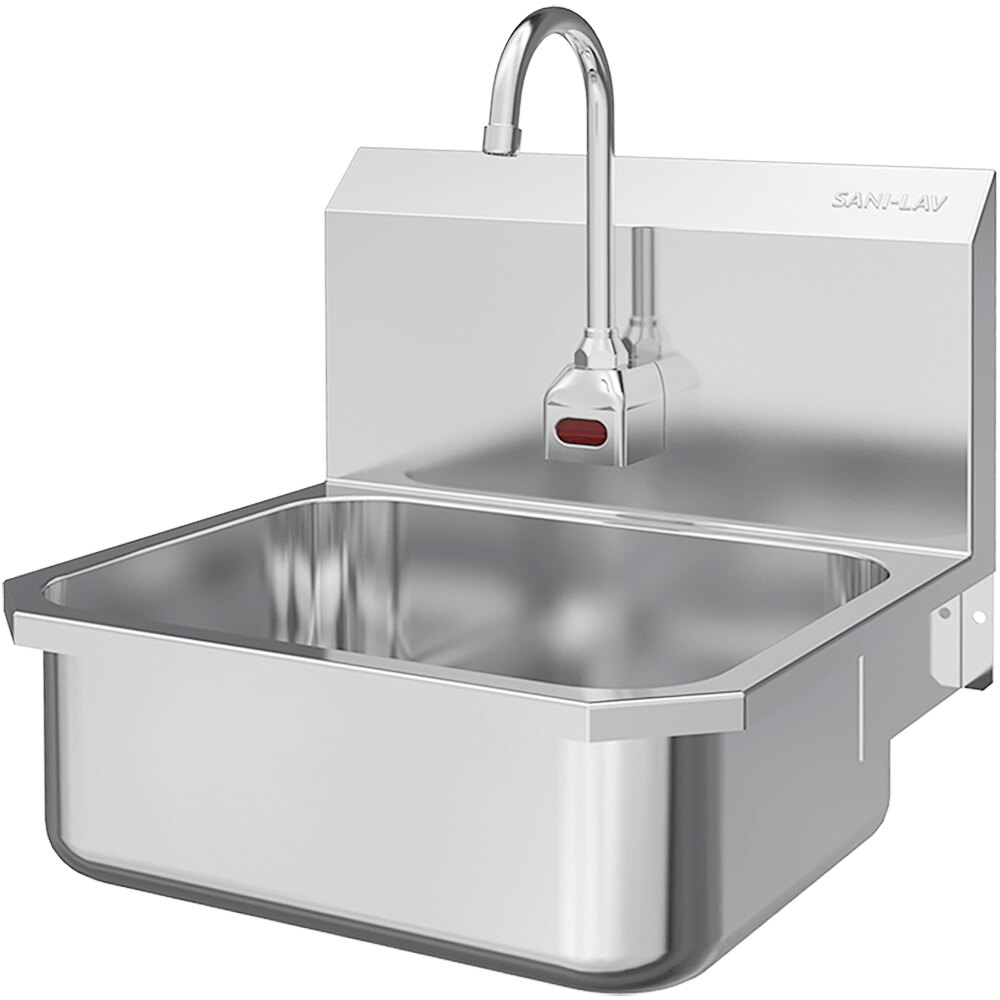 Sani-Lav ESB2-505L 19" x 18" Wall Mounted Hands-Free Sink with 1 Battery-Powered Sensor Faucet