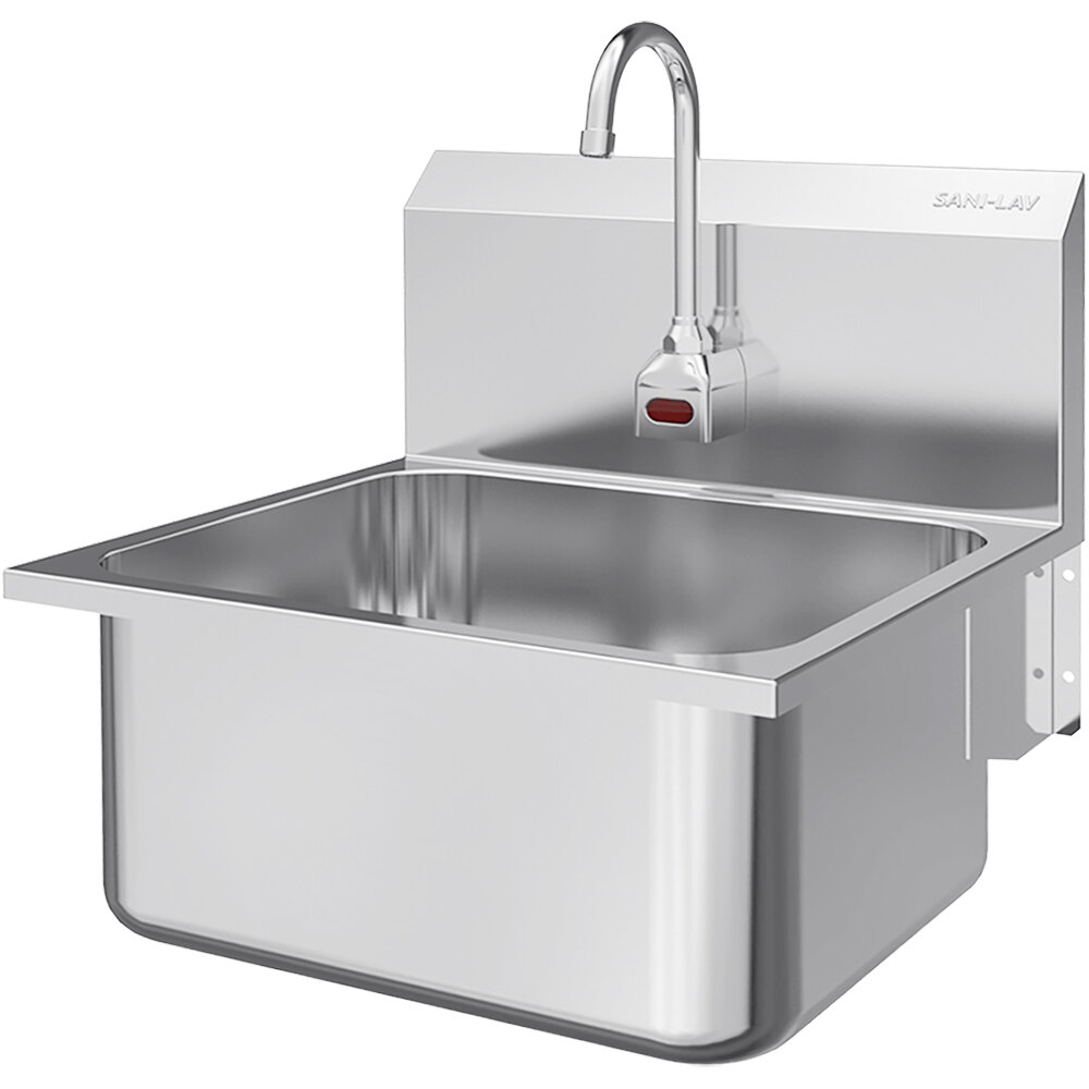 Sani-Lav ES2-525L 21" x 20" Wall-Mounted Hands-Free Sink with 1 AC-Powered Sensor Faucet