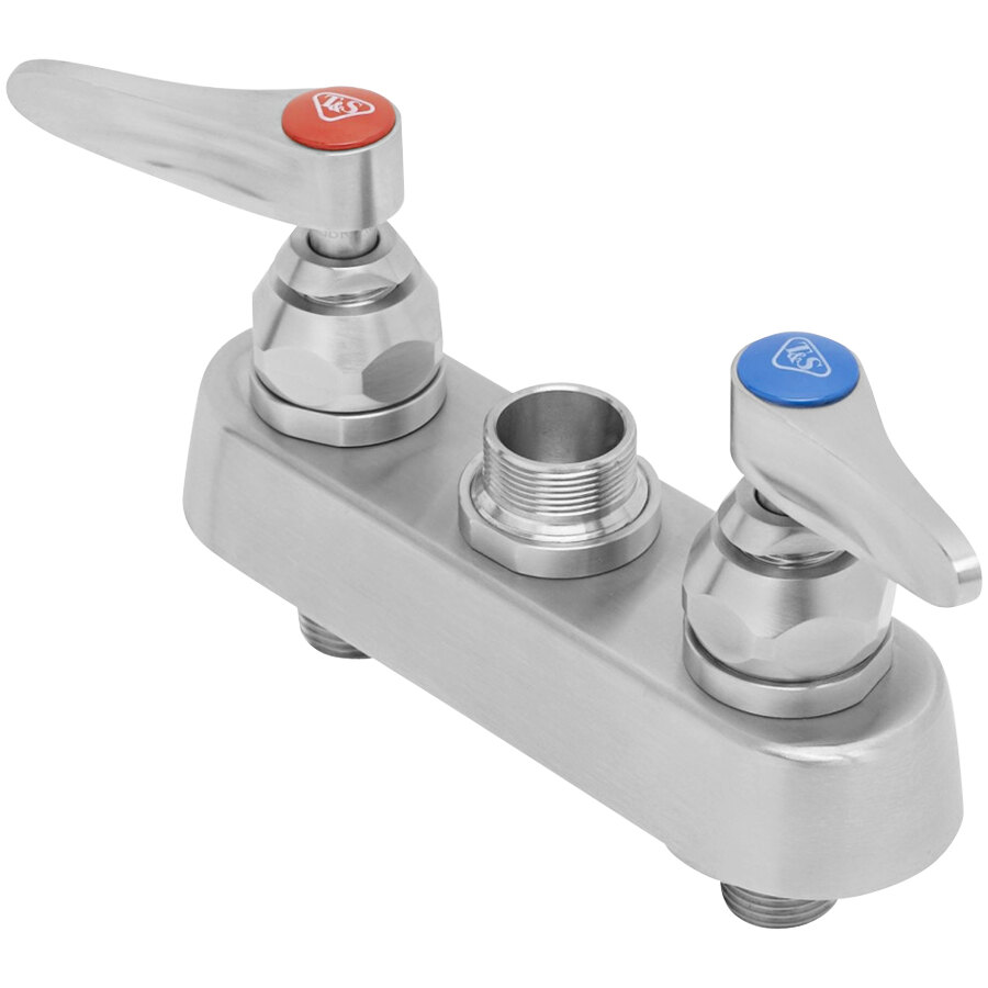 Eversteel by T&S S-1110-LN 4" Stainless Steel Deck Mount Workboard Faucet Base with Lever Handles