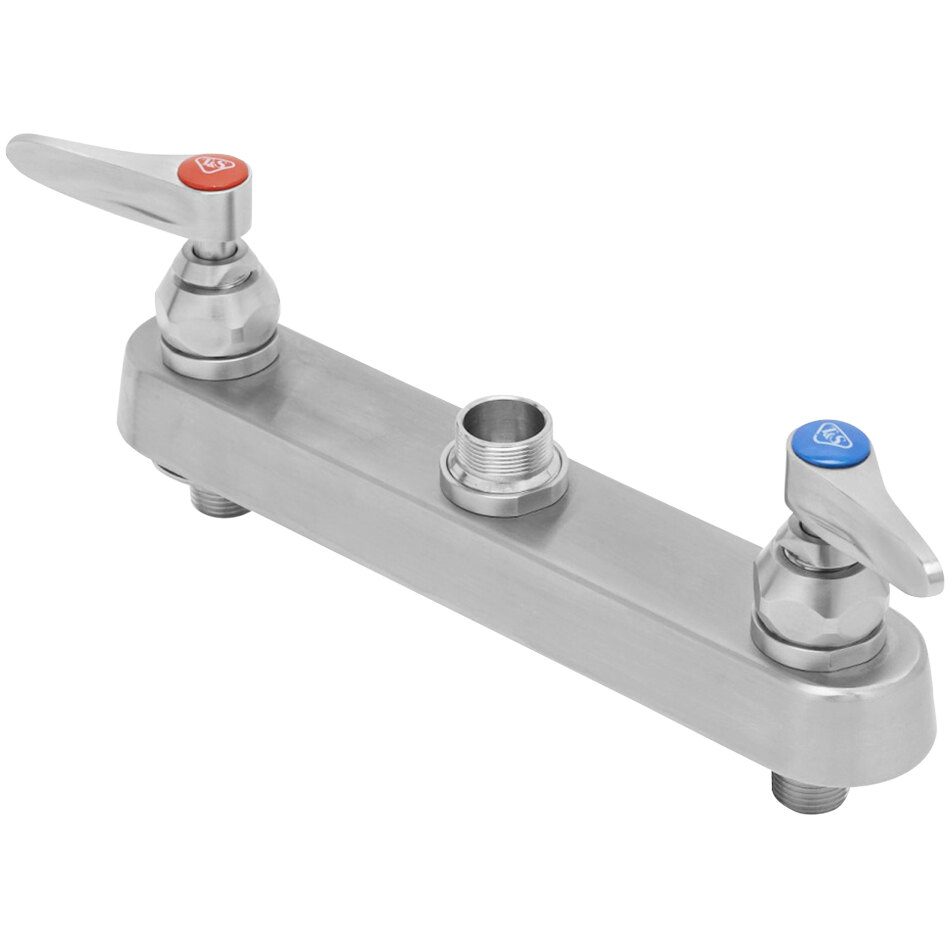 Eversteel by T&S S-1120-LN 8" Stainless Steel Deck Mount Workboard Faucet Base with Lever Handles