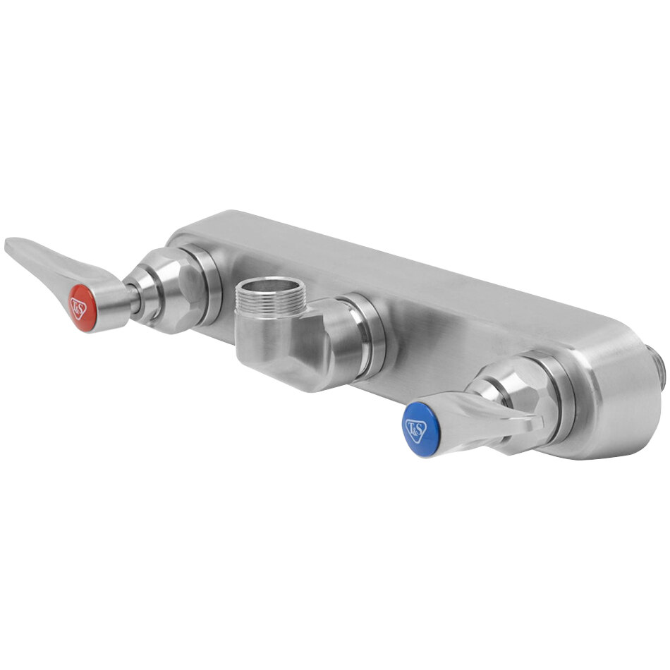 Eversteel by T&S S-1125-LN 8" Stainless Steel Wall Mount Workboard Faucet Base with Lever Handles