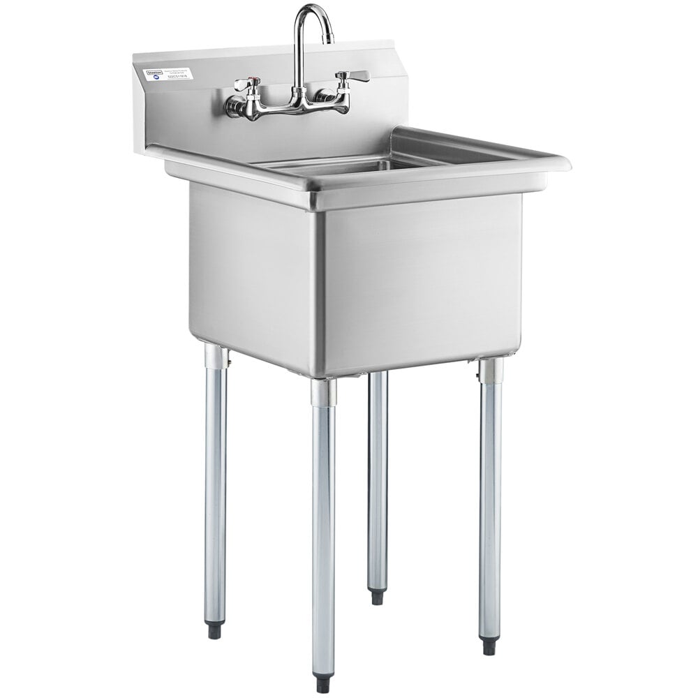 Steelton 24" 18-Gauge Stainless Steel One Compartment Commercial Sink with Faucet - 18" x 18" x 12" Bowl