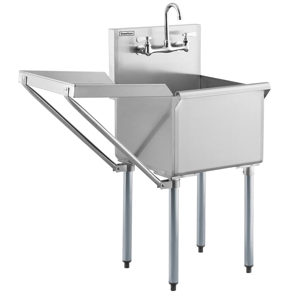 Steelton 18" x 18" x 14" Utility Sink with Drainboard and (1) 8" Center Faucet