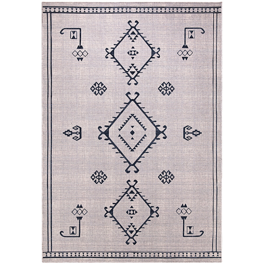 Abani Molana Collection 4' x 6' Cream / Gray Moroccan Folk Area Rug