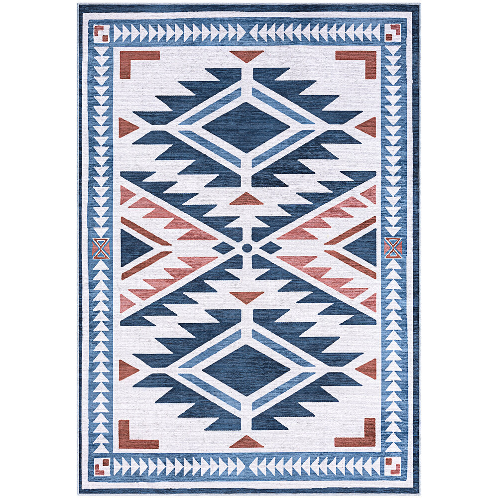 Abani Molana Collection 4' x 6' Beige / Blue Southwestern Diamond Area Rug