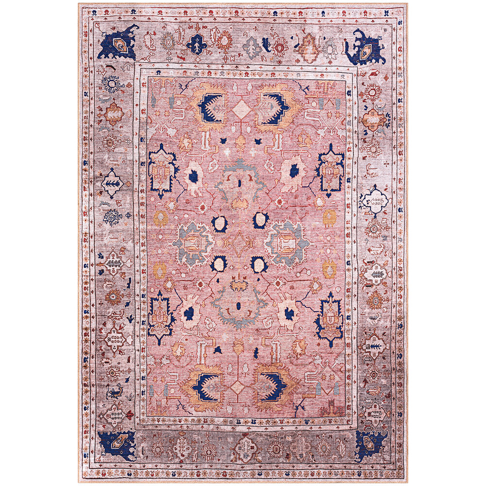 Abani Molana Collection 4' x 6' Pink / Beige Vintage Folk Area Rug