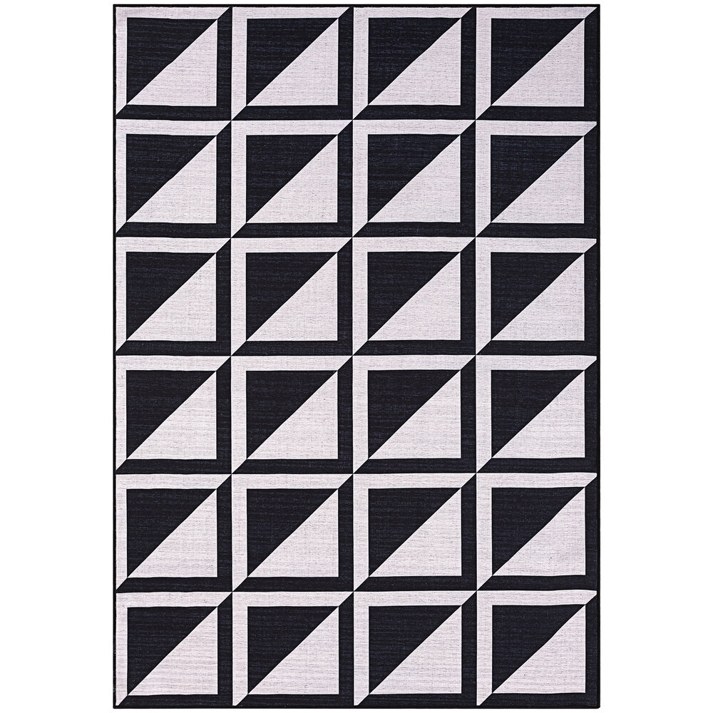Abani Parker Collection 4' x 6' Cream / Black Contemporary Geometric High-Contrast Squares Area Rug