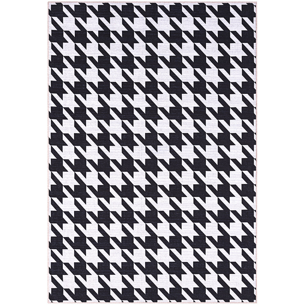 Abani Parker Collection 4' x 6' Cream / Black Contemporary Geometric Houndstooth Area Rug