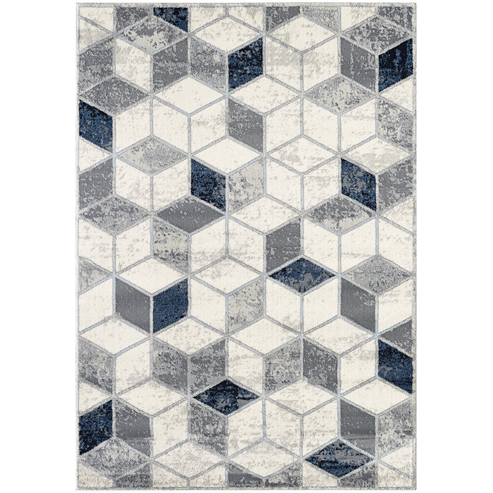 Abani Arto Collection 3' x 5' Neutral Gray Contemporary Geometric Cubes Area Rug