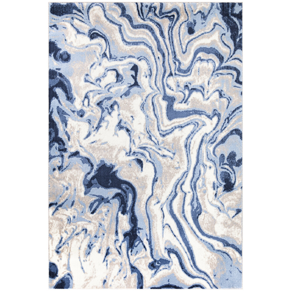 Abani Arto Collection 7' 9" x 10' 2" Teal Contemporary Ink Swirl Area Rug