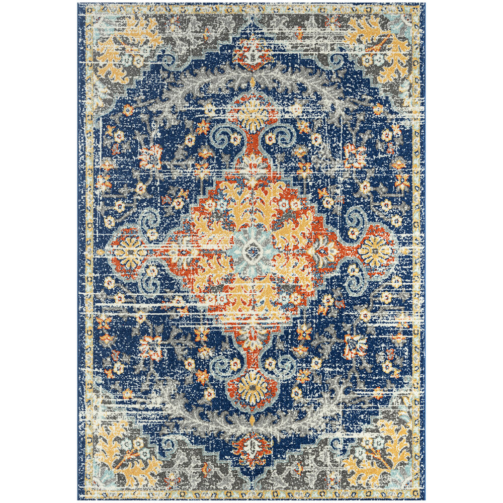 Abani Casa Collection 6' x 9' Multicolor Traditional Distressed Floral Area Rug