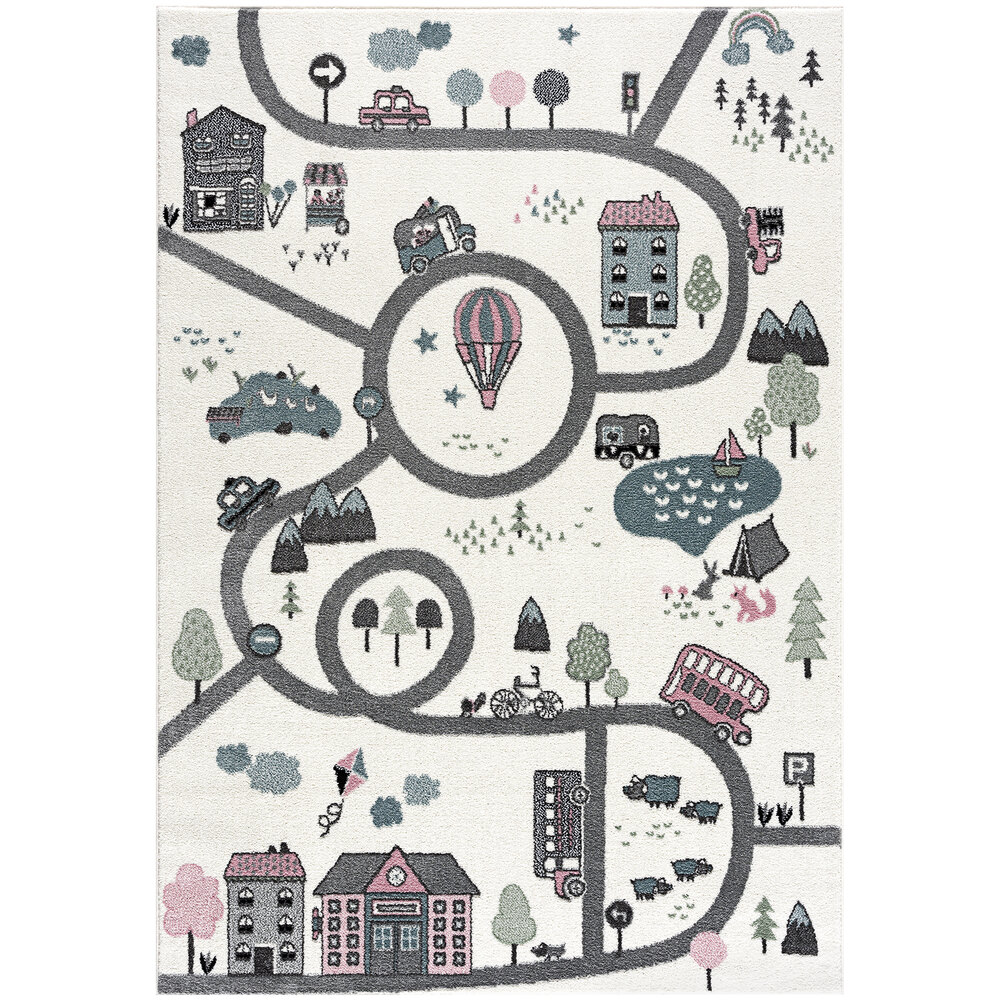 Abani Play Collection 4' x 6' Multicolor Contemporary Garden Town Area Rug