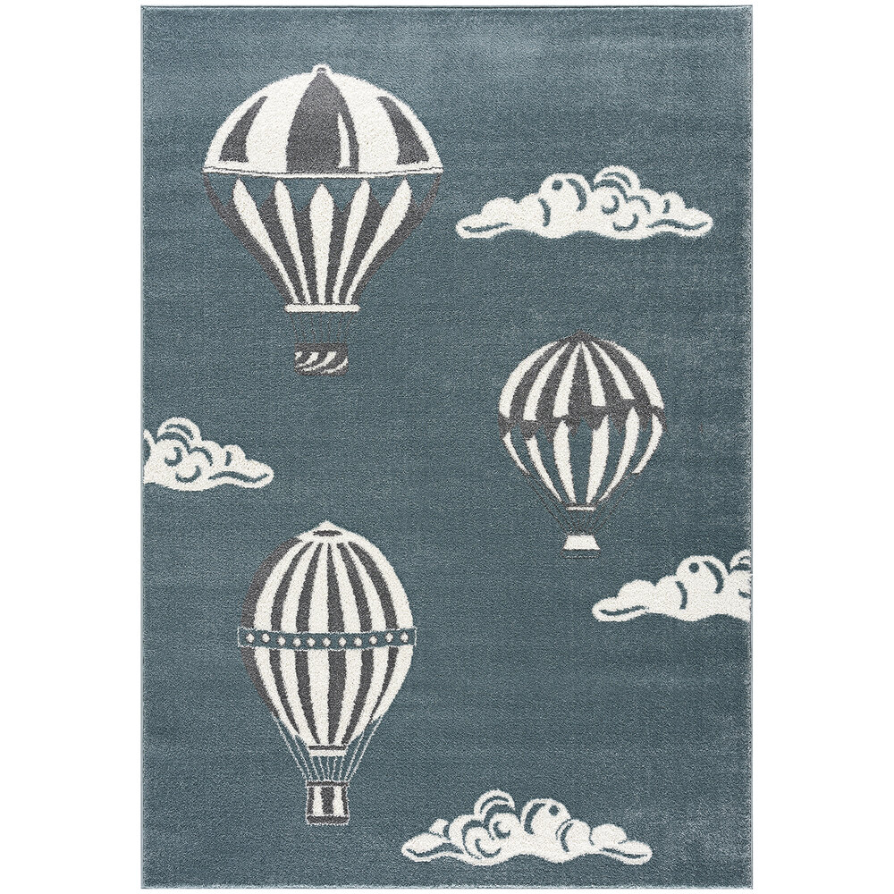 Abani Play Collection 5' 3" x 7' 6" Blue Contemporary Hot Air Balloon Area Rug