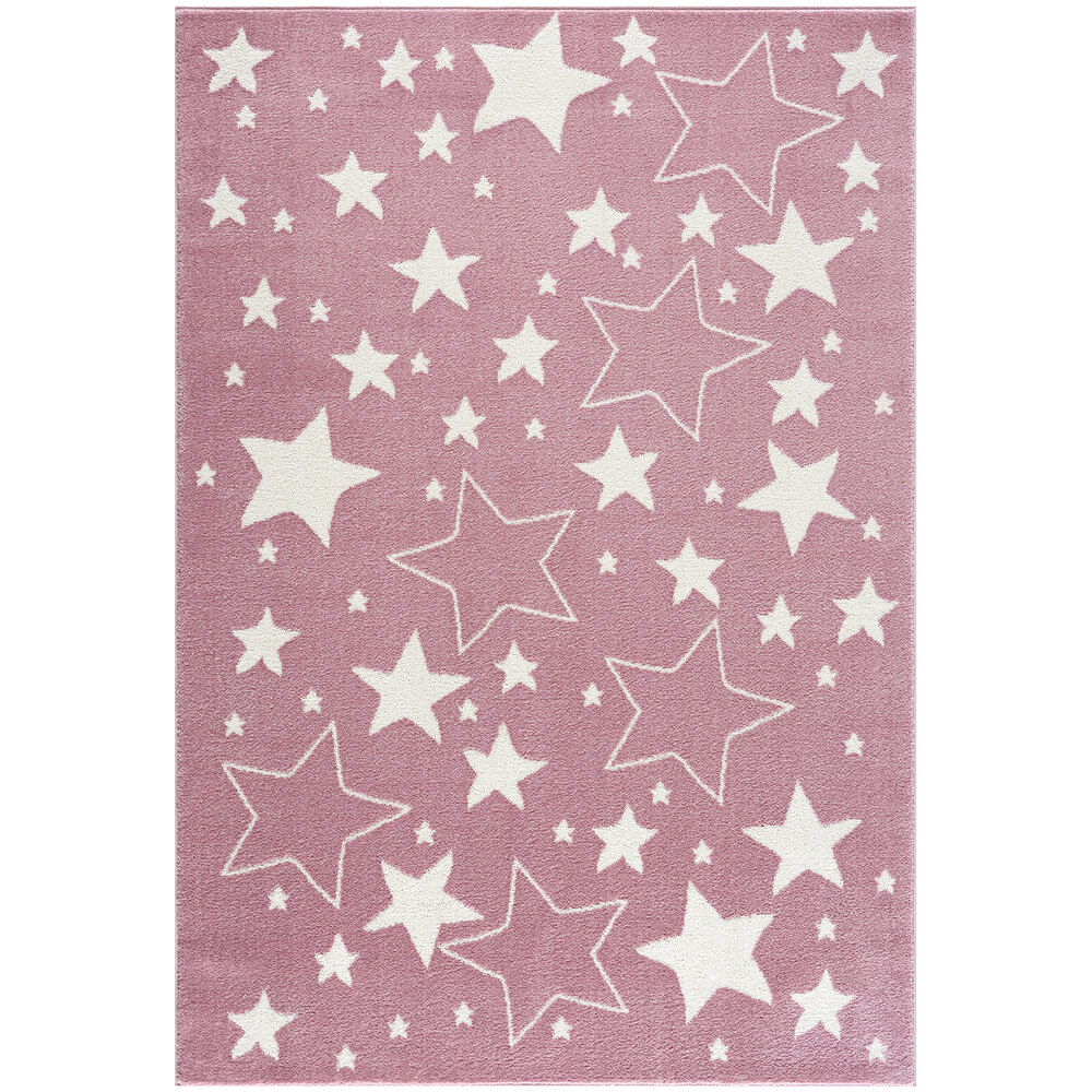 Abani Play Collection 4' x 6' Pink Contemporary Stars Area Rug