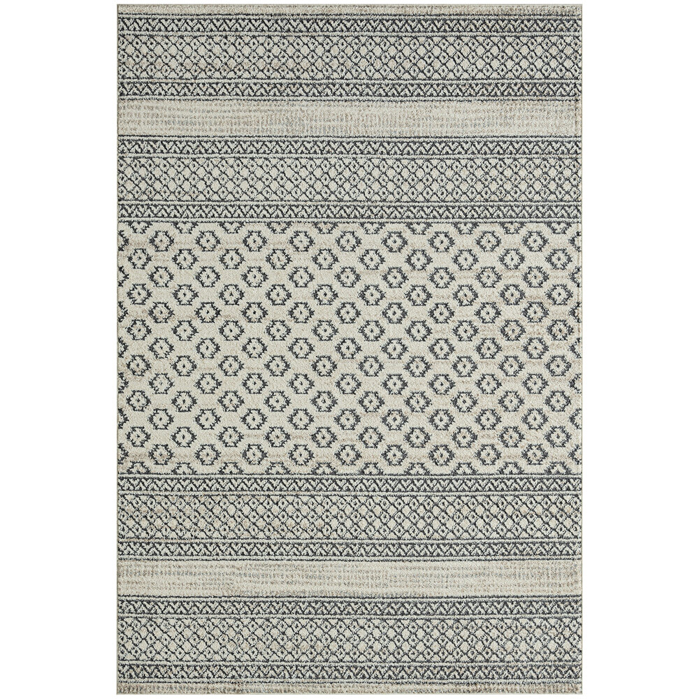Abani Cabo Collection 4' x 6' Cream / Gray Contemporary Lined Area Rug