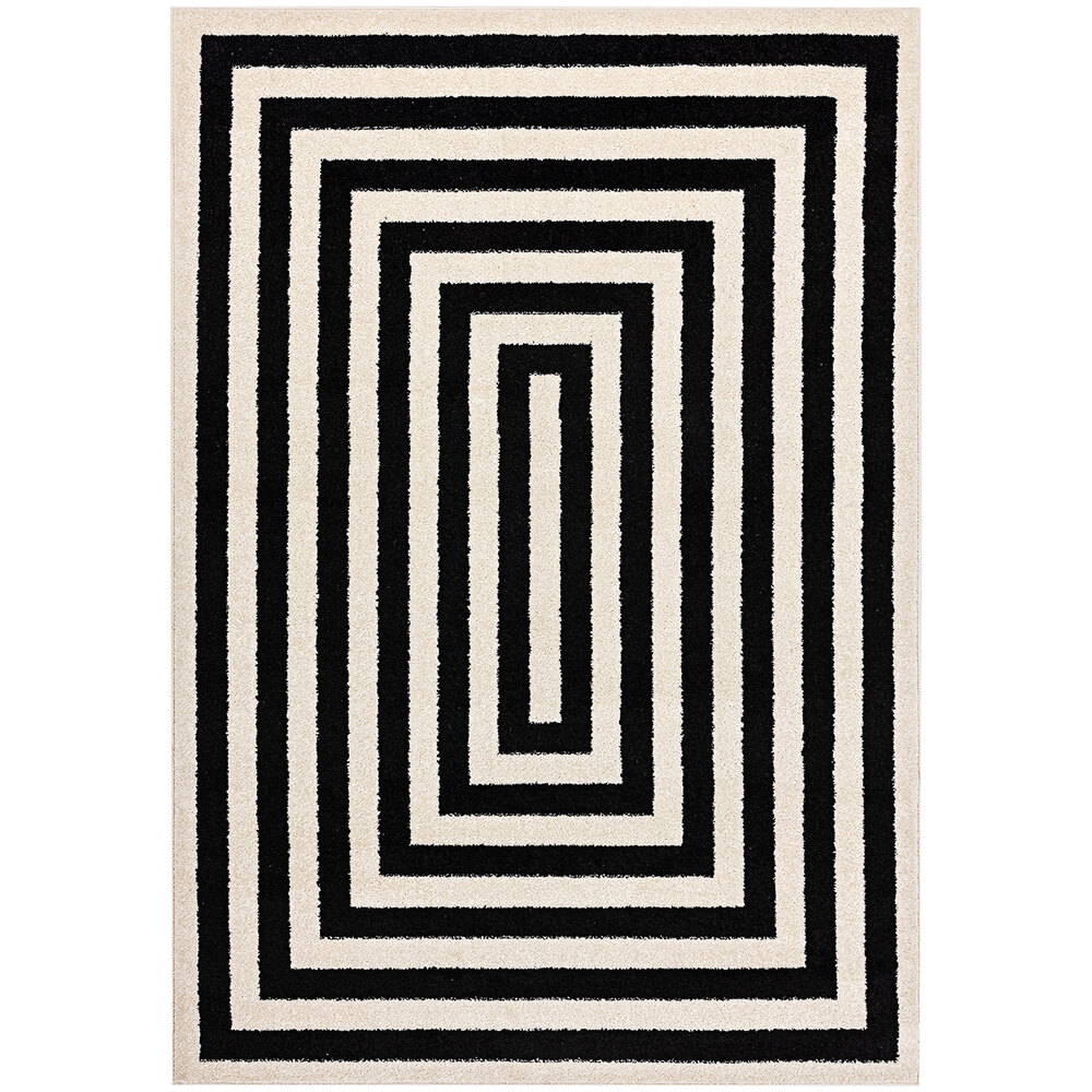 Abani Casa Collection 2' x 3' Black / Cream Contemporary Rectangular Area Rug