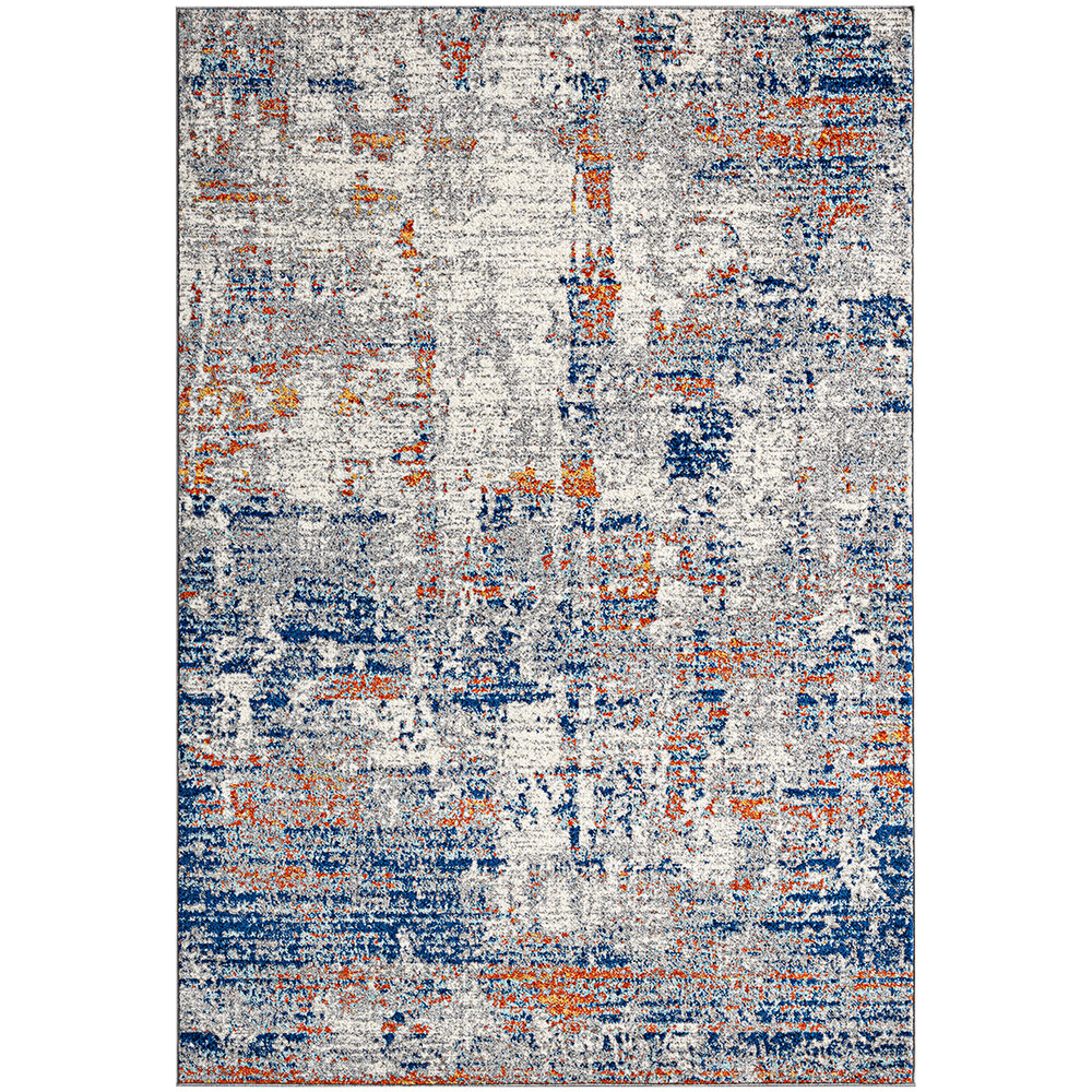Abani Casa Collection 4' x 6' Gray / Blue Contemporary Abstract Distressed Area Rug