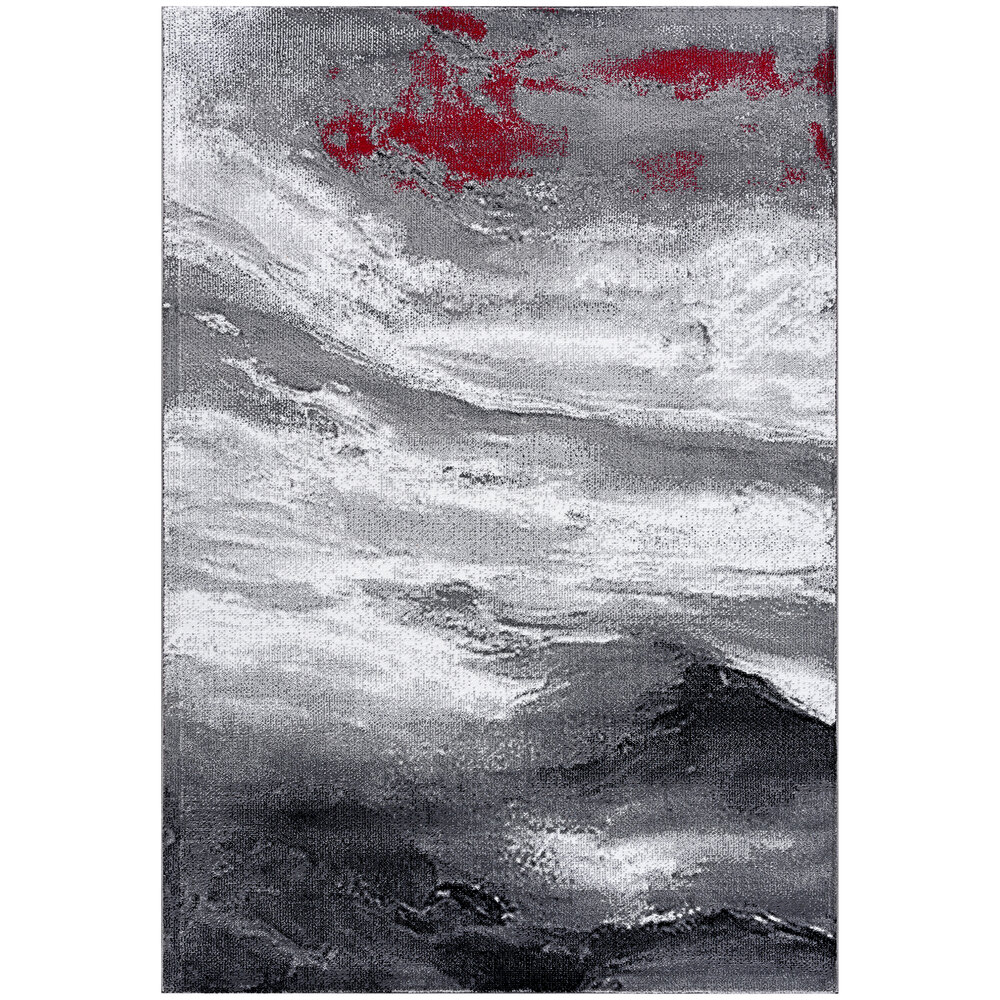 Abani Arto Collection 5' 3" x 7' 6" Gray / Red Contemporary Marble Area Rug