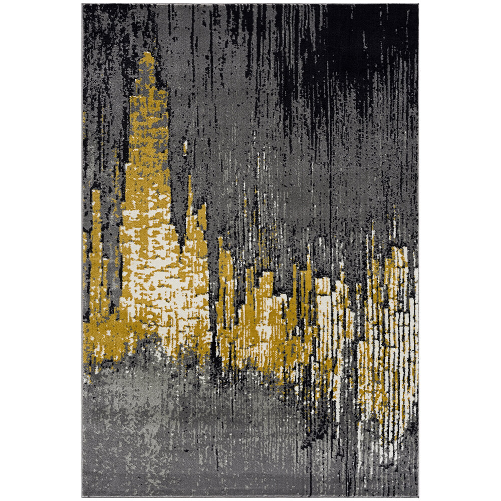 Abani Arto Collection 4' x 6' Metallic Drip Contemporary Area Rug