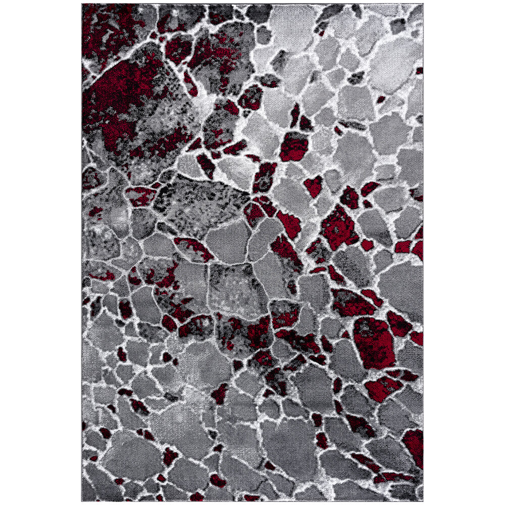 Abani Arto Collection 4' x 6' Gray / Red Contemporary Granite Area Rug