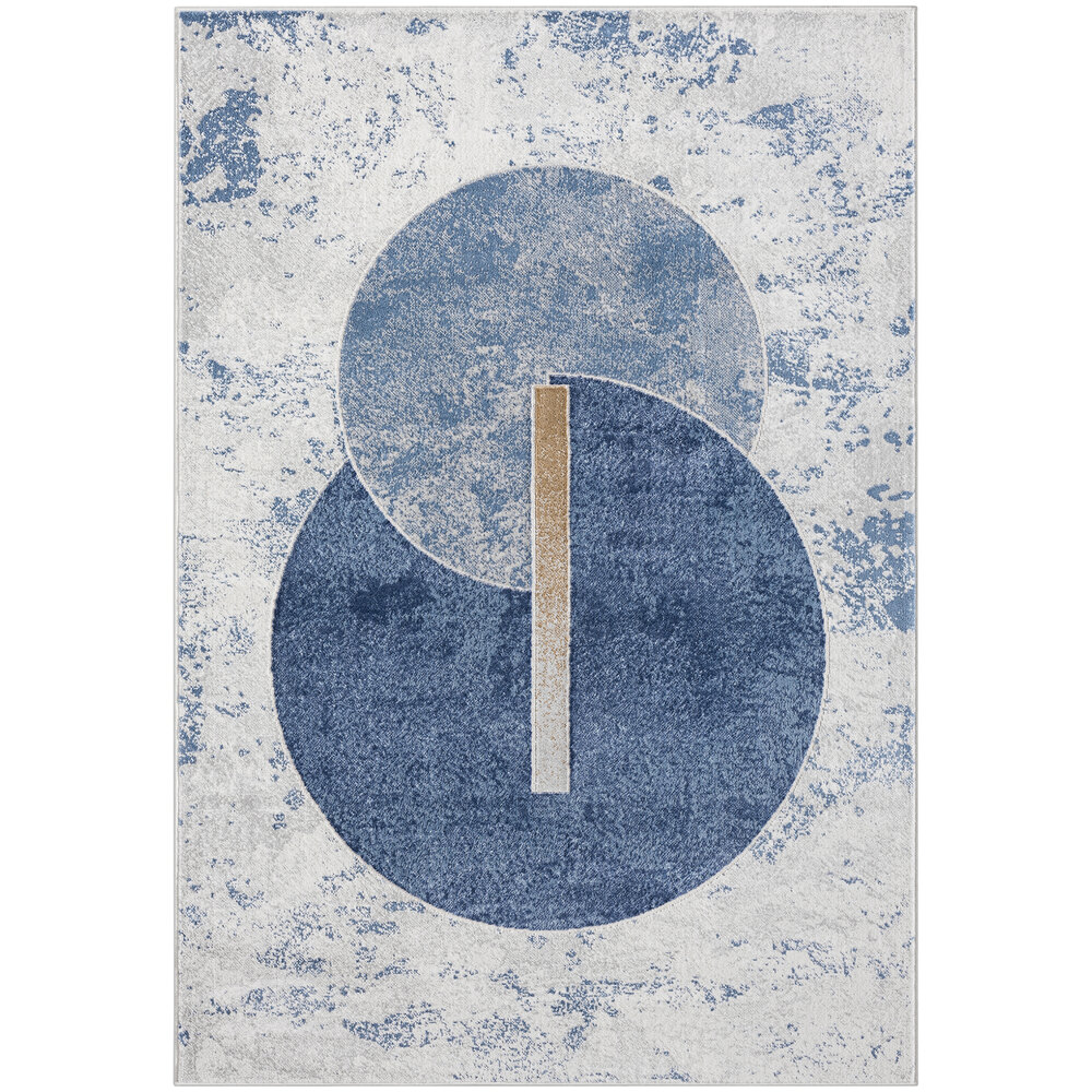 Abani Atlas Collection 4' x 6' Blue / Gray Contemporary Intertwined Circles Area Rug