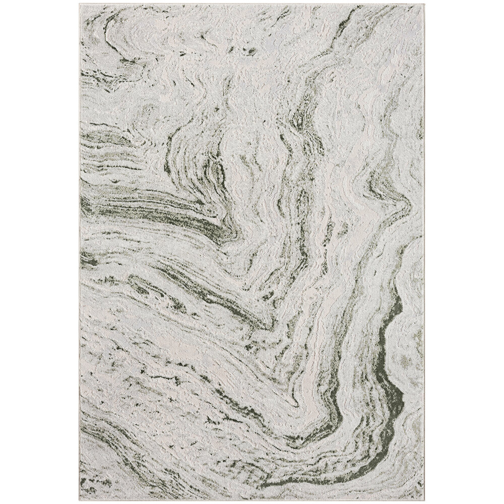 Abani Atlas Collection 4' x 6' Green / Gray Contemporary Abstract Marble Area Rug