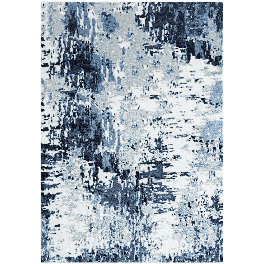 Abani Arto Collection 7' 9'" x 10' 2" Blue / White Distressed Contemporary Area Rug