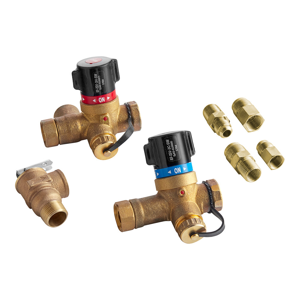 Easyflex EF-ISV-2SW-PR SOFT-urn Brass Tankless Water Heater Isolation Valve Kit with 3/4" Female Sweat Connections and Pressure Relief Valve