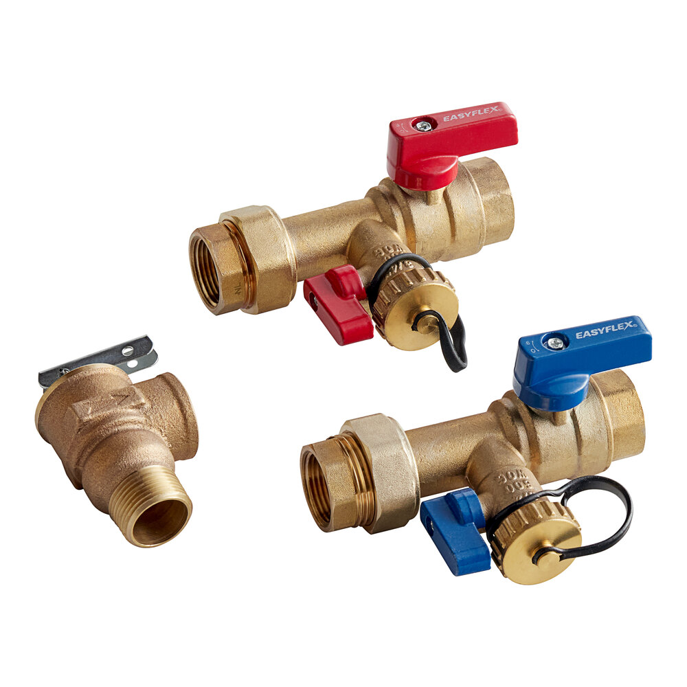 Easyflex EFLF-ISV-HCTP Brass Tankless Water Heater Isolation Valve Kit with 3/4" Threaded Connections and Pressure Relief Valve