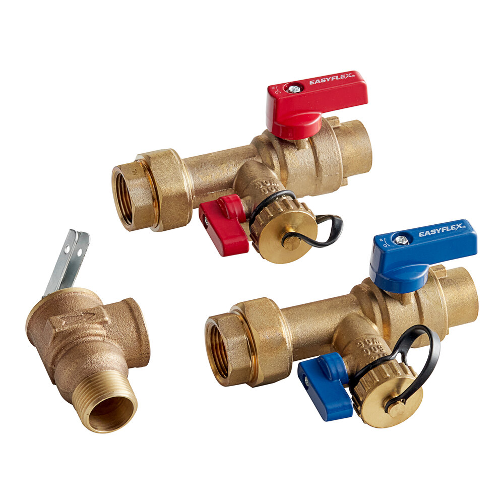 Easyflex EFLF-ISV-SW-HCTP Brass Tankless Water Heater Isolation Valve Kit with 3/4" Sweat Connections and Pressure Relief Valve