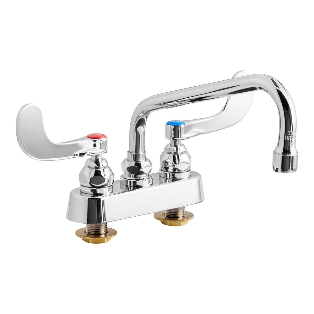 T&S B-1111-WH4 Deck Mount Workboard Faucet with Wrist Action Handles and 8" Swing Nozzle with 2.2 GPM Aerator