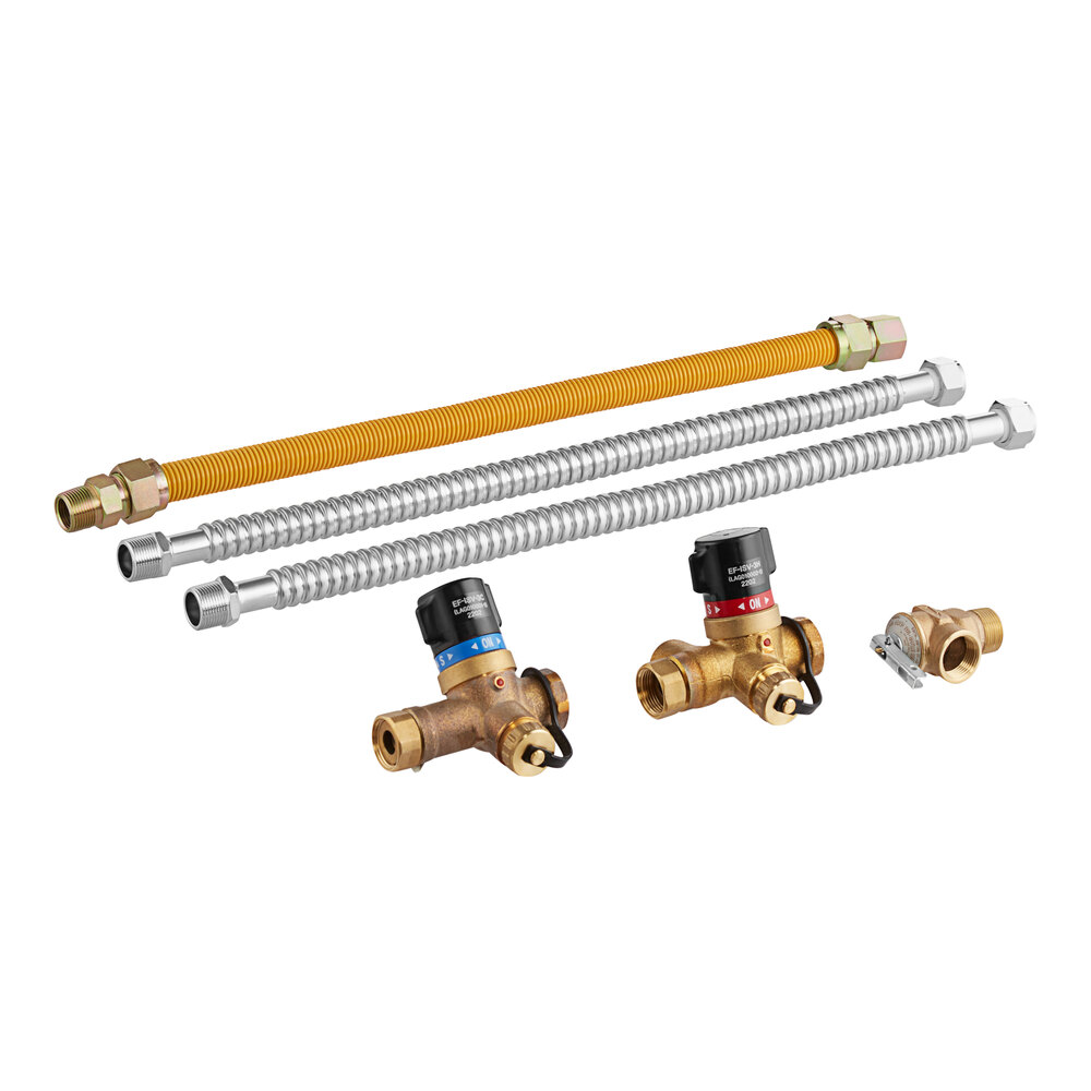 Easyflex EFTK-V2-0124-3Y-0124 Tankless Water Heater Connection Kit with 3/4" SOFT-urn Threaded Connection Isolation Valves and 24" Water / Gas Connectors