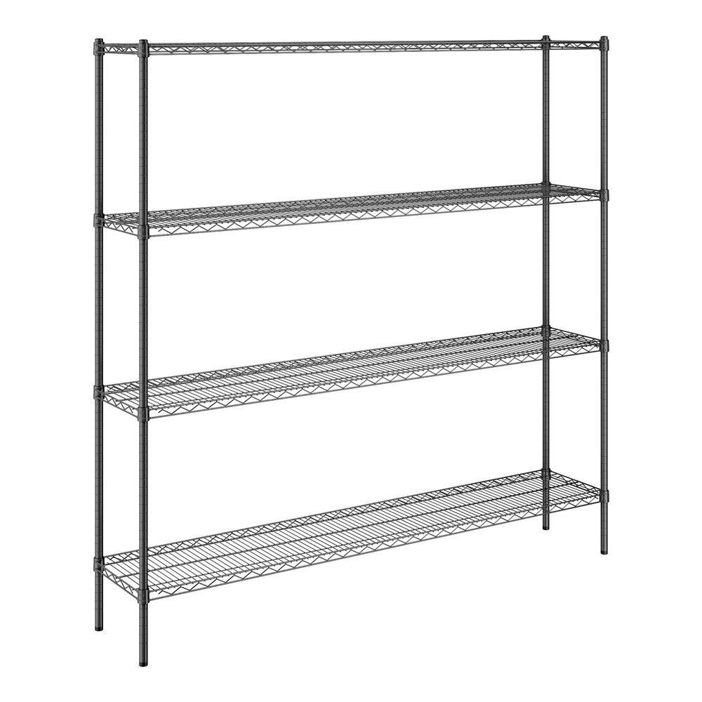 Steelton 14" x 72" NSF Black Epoxy 4-Shelf Kit with 72" Posts