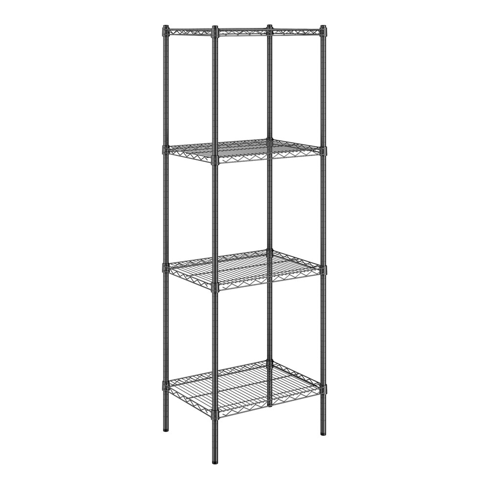 Steelton 18" x 24" NSF Black Epoxy 4-Shelf Kit with 72" Posts
