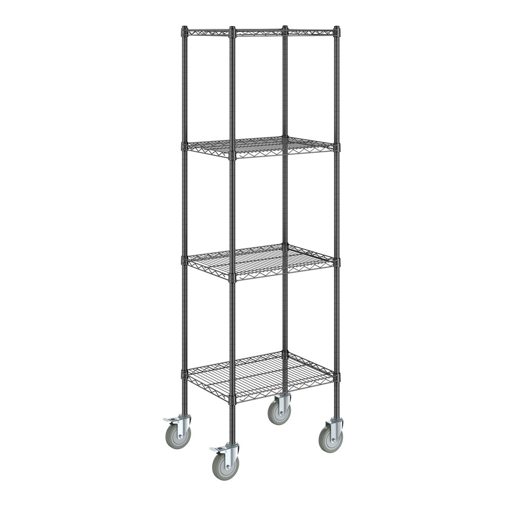 Steelton 18" x 24" NSF Black Epoxy 4-Shelf Kit with 72" Posts and Casters