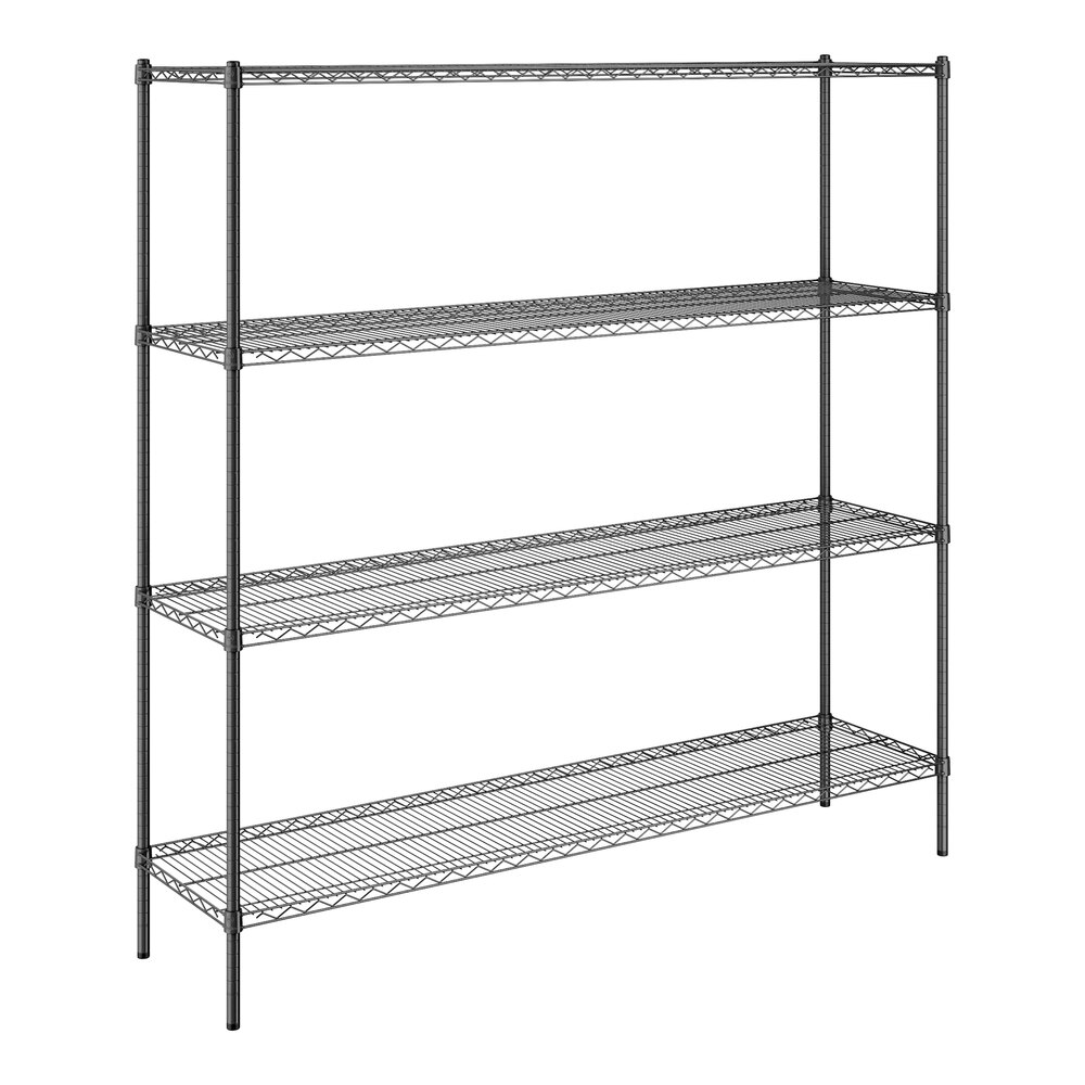 Steelton 18" x 72" NSF Black Epoxy 4-Shelf Kit with 72" Posts