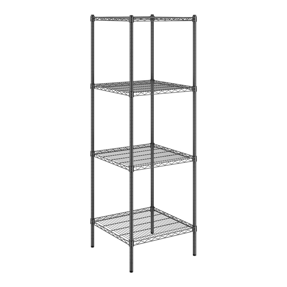 Steelton 24" x 24" NSF Black Epoxy 4-Shelf Kit with 72" Posts