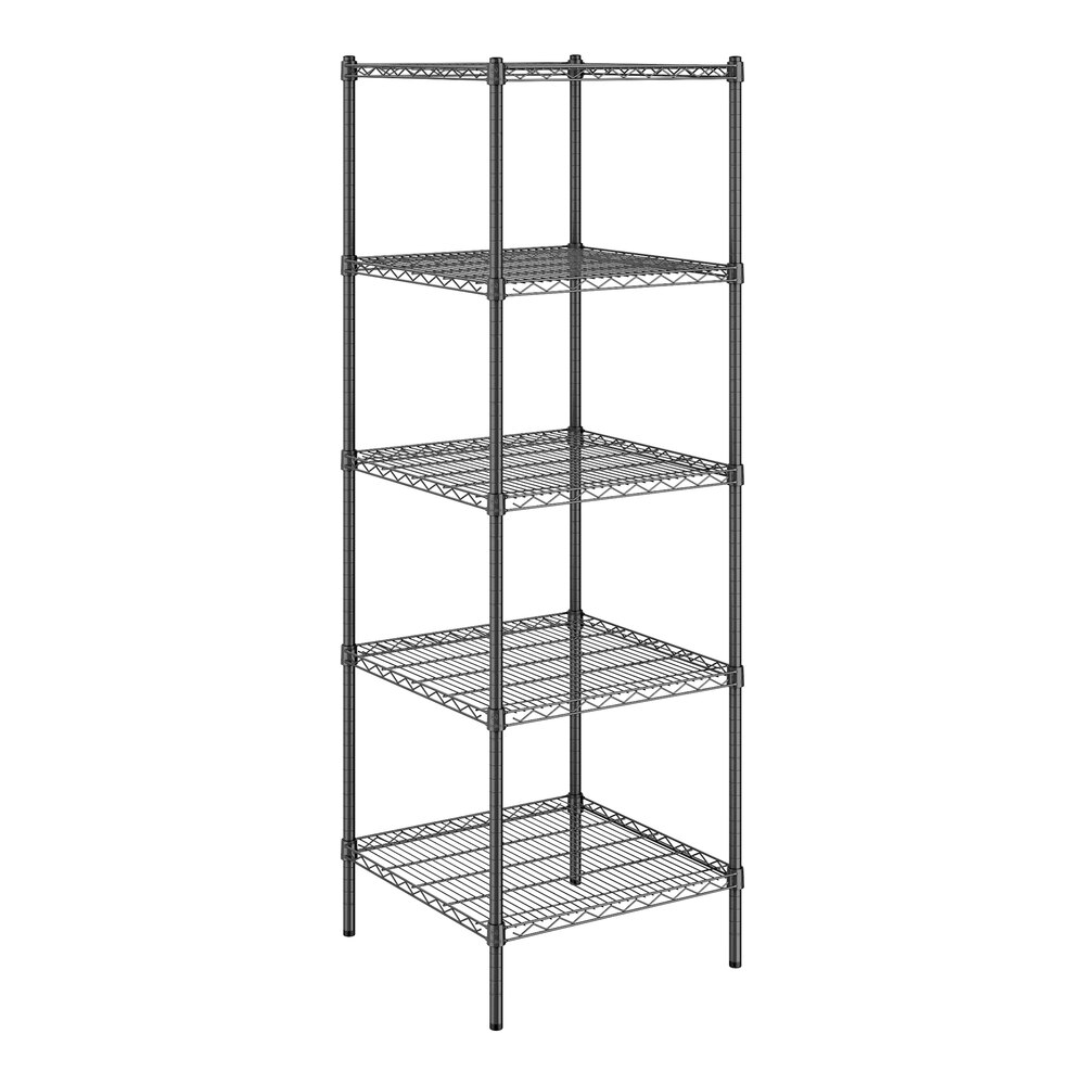 Steelton 24" x 24" NSF Black Epoxy 5-Shelf Kit with 72" Posts