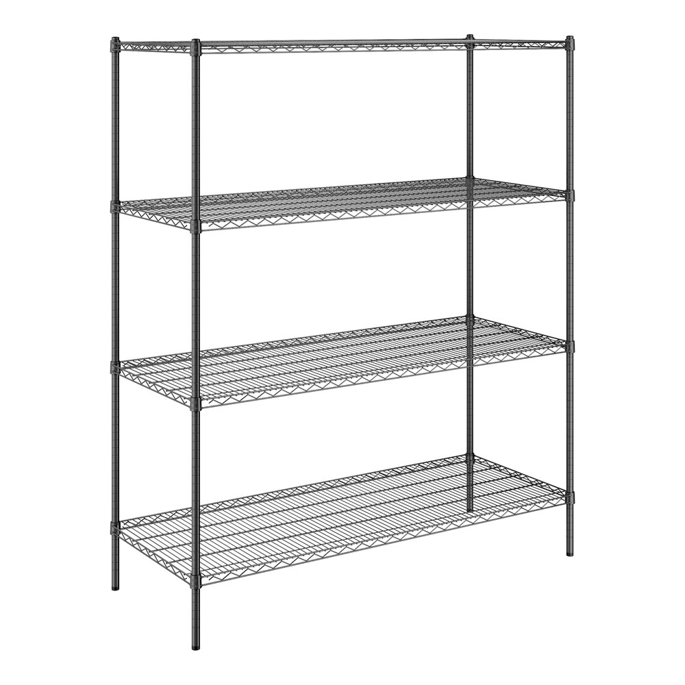 Steelton 24" x 60" NSF Black Epoxy 4-Shelf Kit with 72" Posts