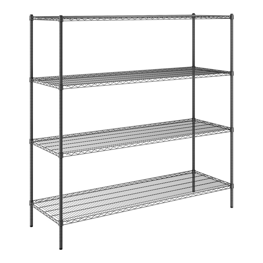 Steelton 24" x 72" NSF Black Epoxy 4-Shelf Kit with 72" Posts
