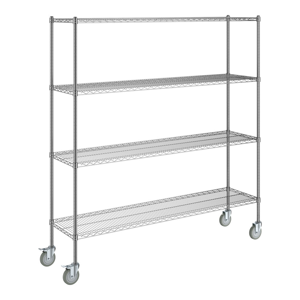 Steelton 18" x 72" NSF Chrome 4-Shelf Kit with 72" Posts and Casters