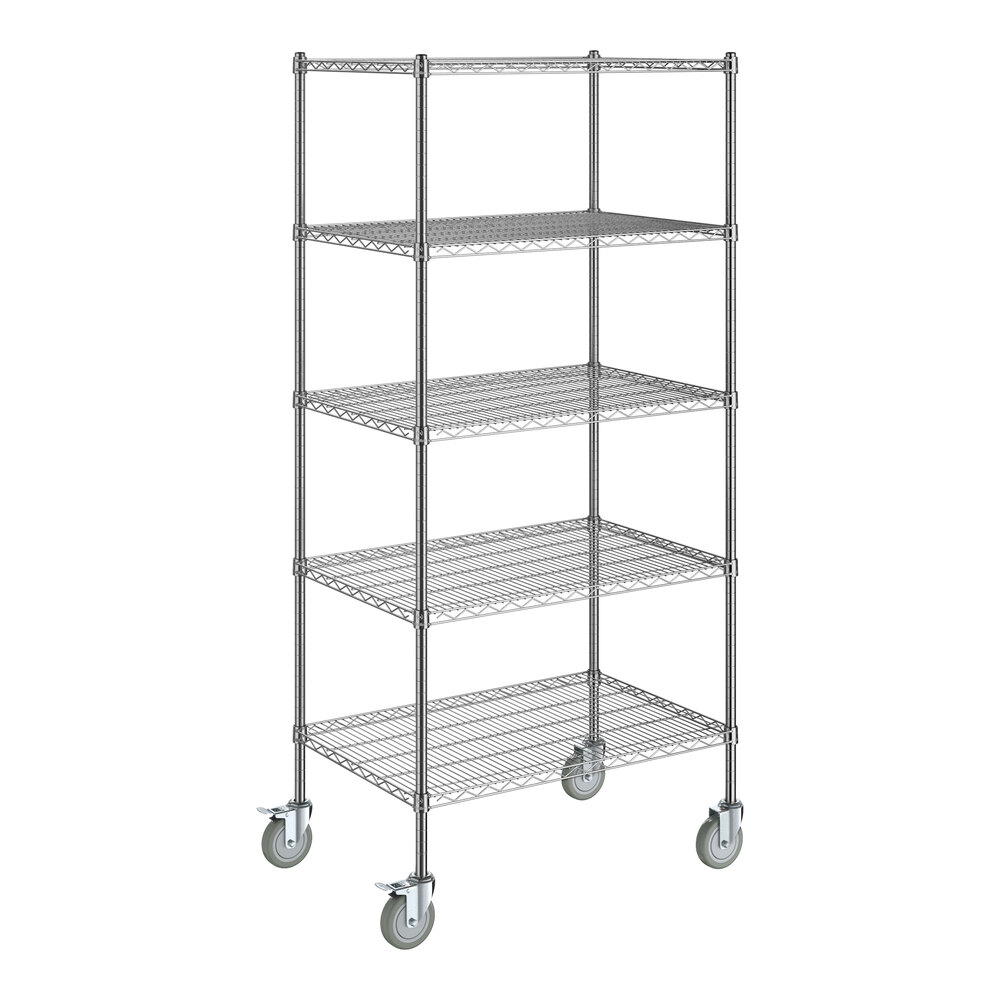 Steelton 24" x 36" NSF Chrome 5-Shelf Kit with 72" Posts and Casters