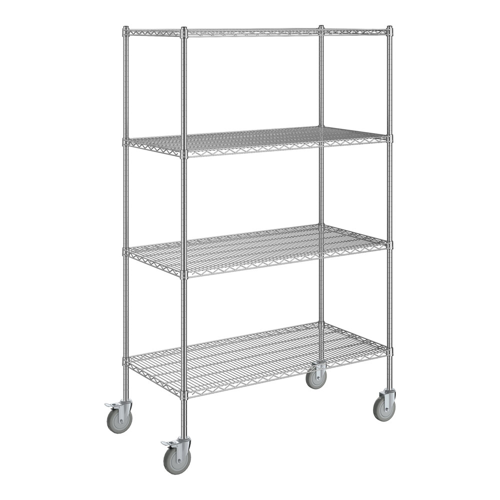 Steelton 24" x 48" NSF Chrome 4-Shelf Kit with 72" Posts and Casters
